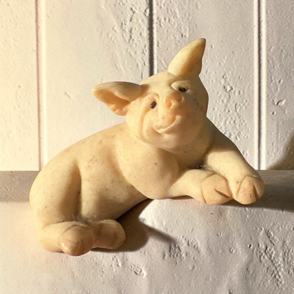 Quarry Critters Second Nature Design Pig Patch Figure 1999 VTG Stone Figure